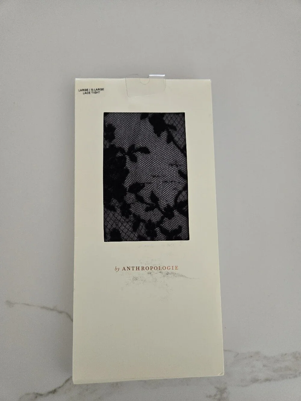 NWT Anthropologie Black ROSETTE Floral Lace Tights